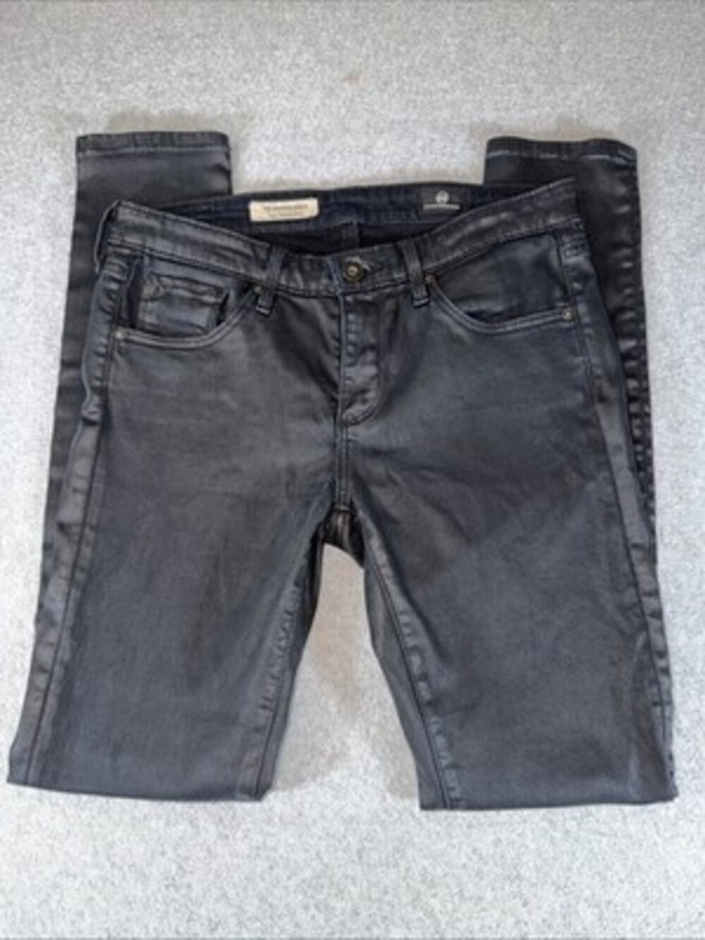 EUC Adriano Goldschmidt Sz. 26 Legging Super Skinny Ankle Coated Black Jeans